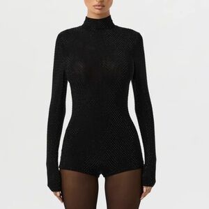 NAKED WARDROBE CRYSTAL TURTLENECK ROMPER